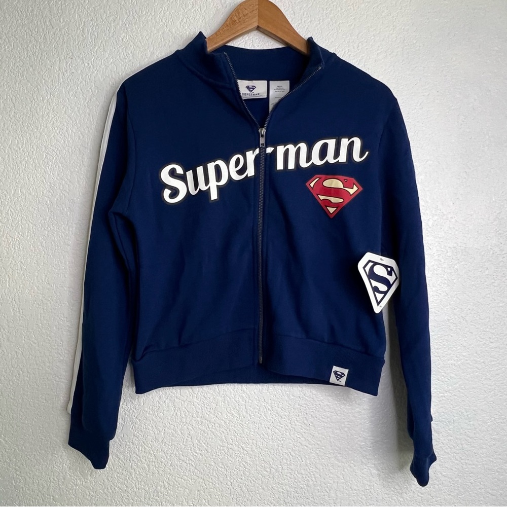 Superman Women's Full Zip Jacket Blue Medium NEW